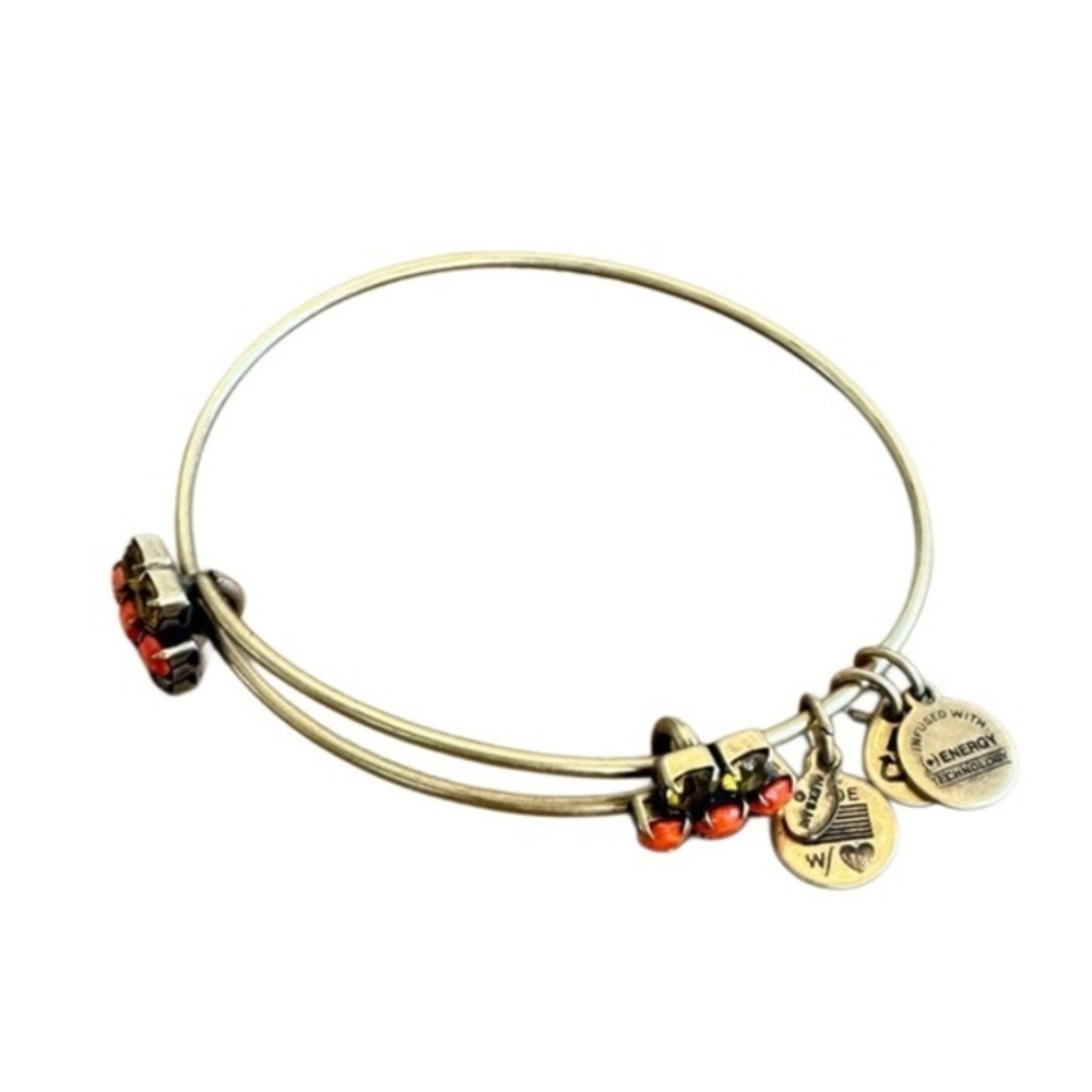 Alex and Ani Gold Bangle with Coral Charms